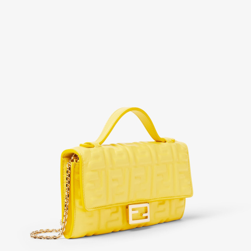 FENDI Baguette Continental Wallet With Chain Broom yellow nappa leather wallet with FF motif outlook