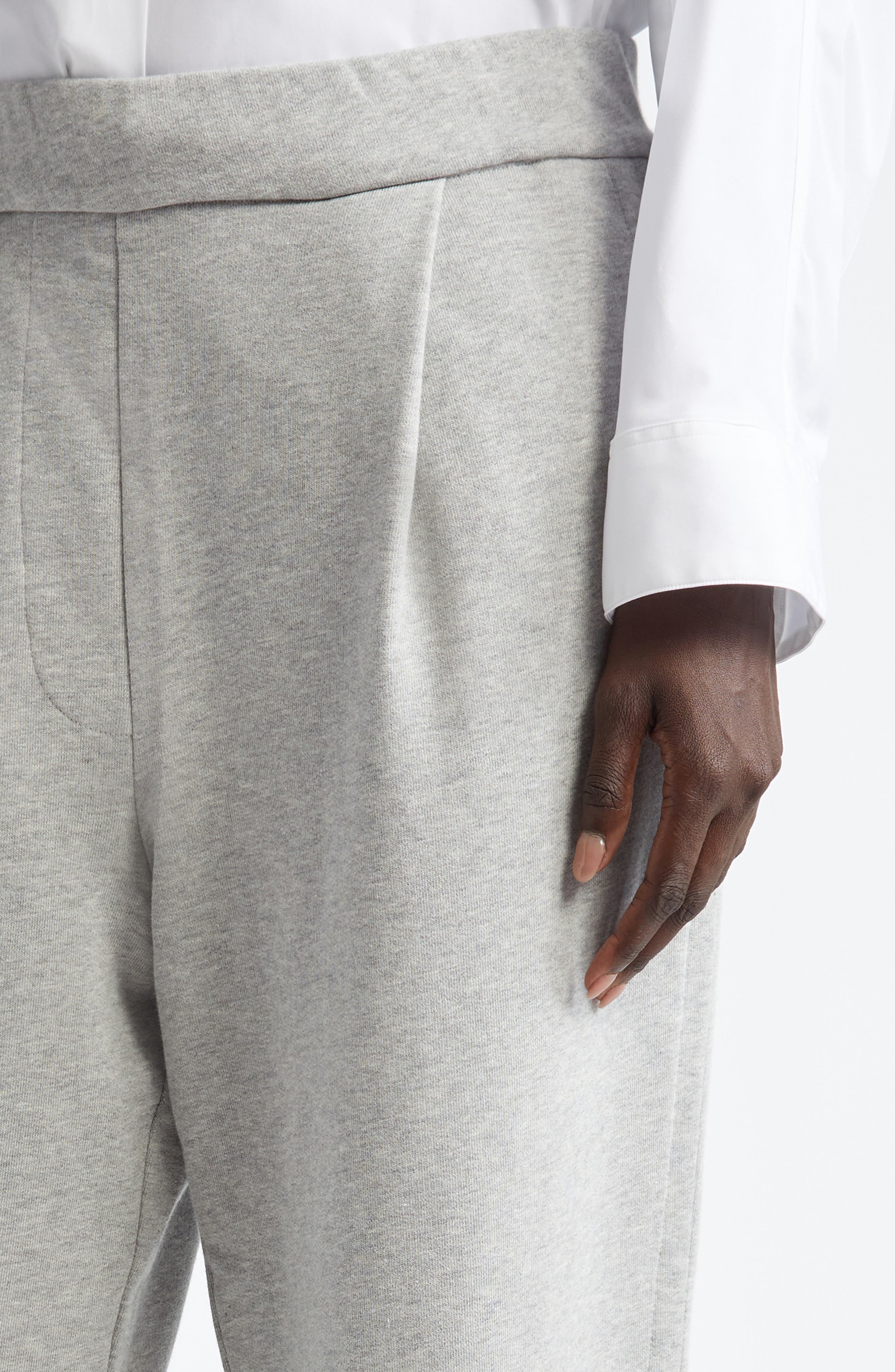 Dries Van Noten Hartia Pleated Cotton Wide Leg Sweatpants in Grey Melange at Nordstrom - 5