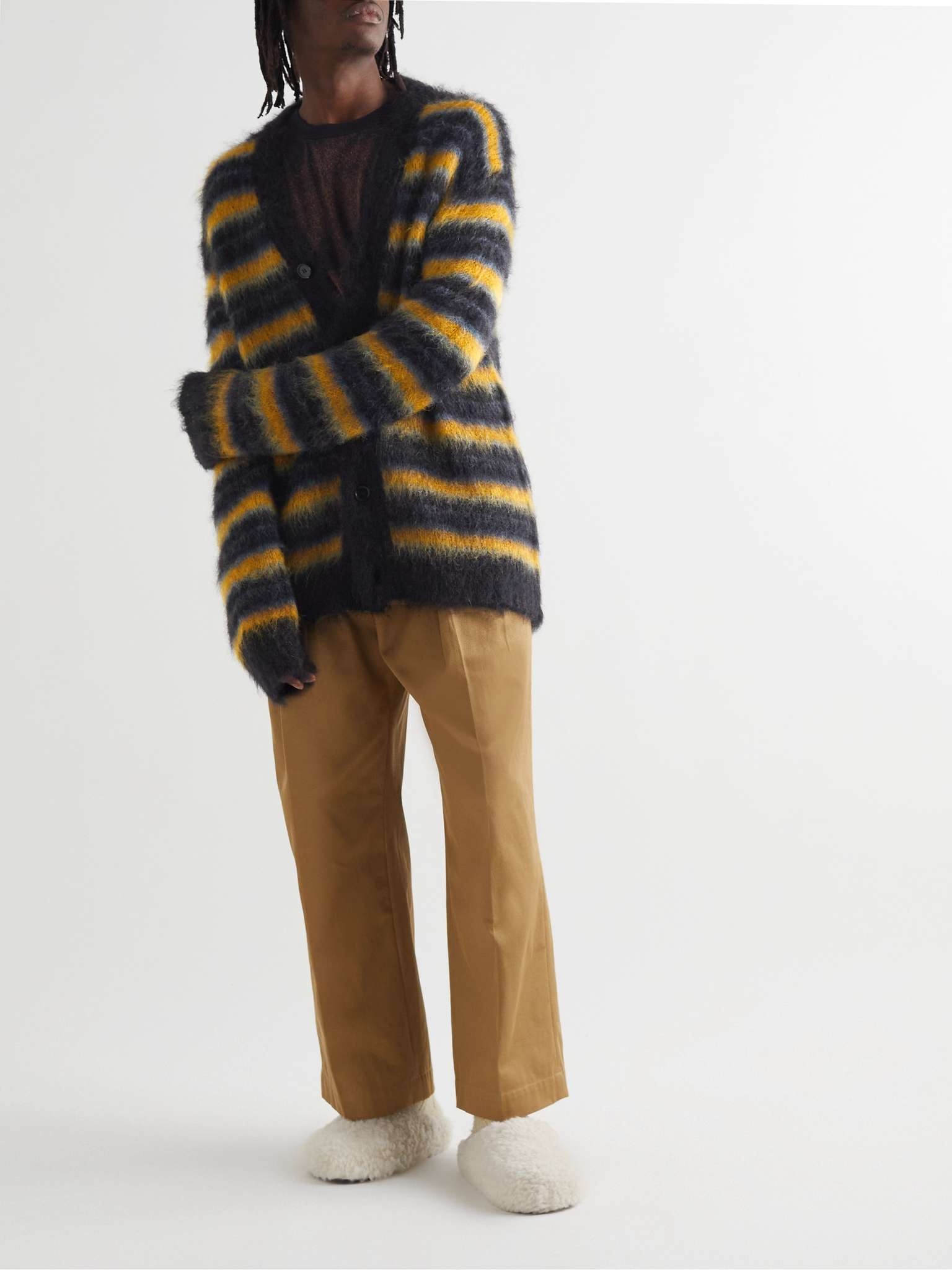 Oversized Striped Brushed Mohair and Wool-Blend Cardigan - 2