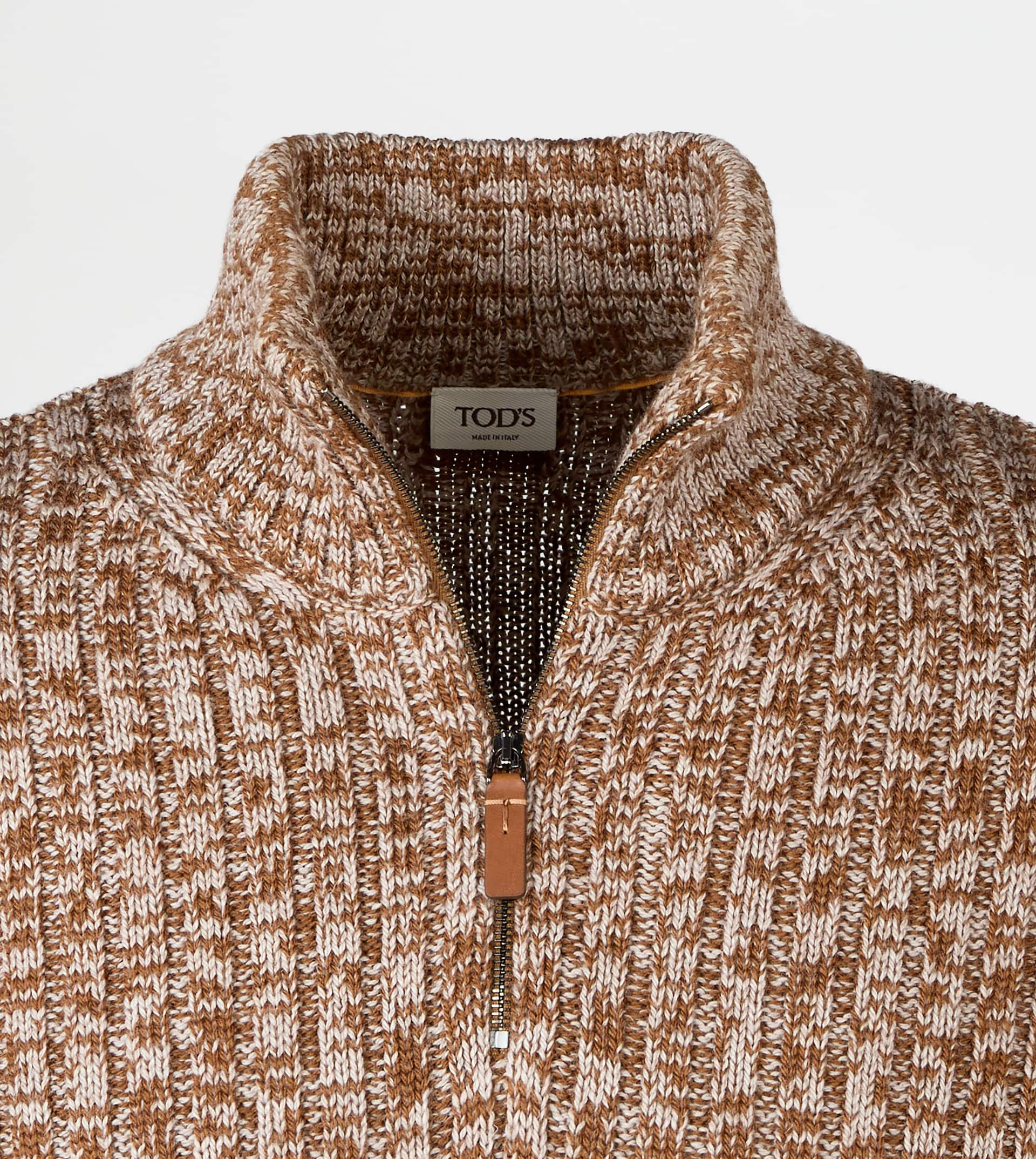 PULLOVER IN MOULINÉ MERINO WOOL - BROWN - 2