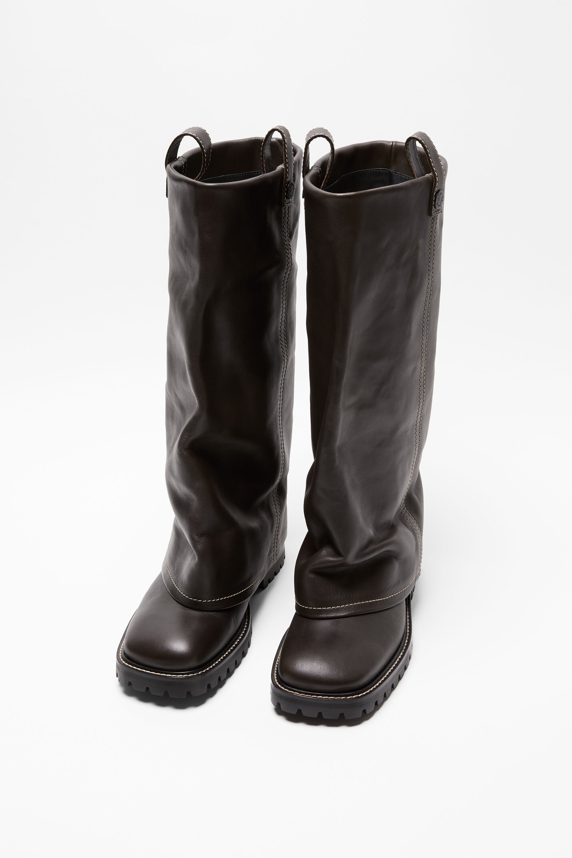 Leather buckle boots - Mocha brown - 2