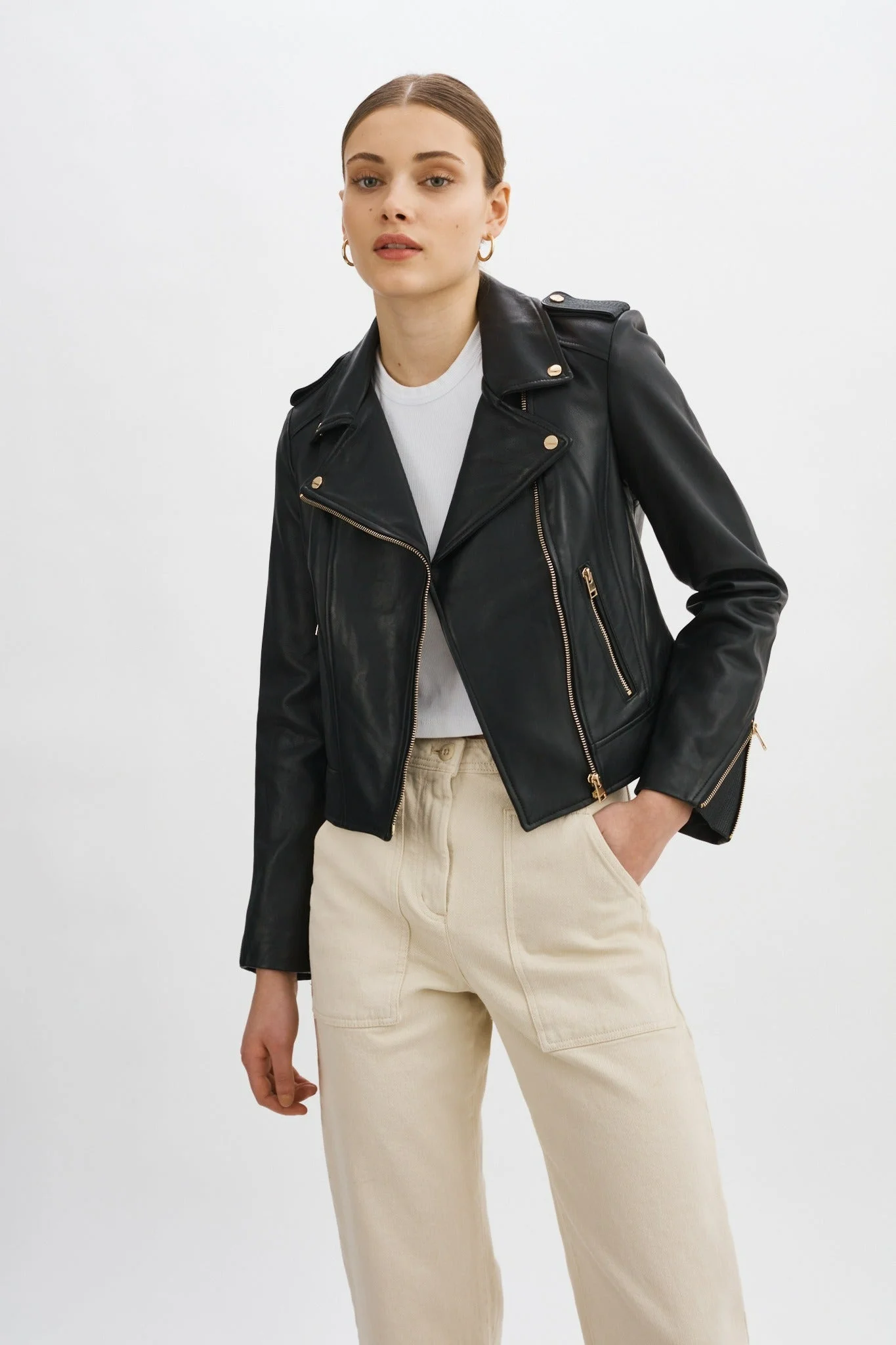 DONNA GOLD | Iconic Leather Biker Jacket - 1