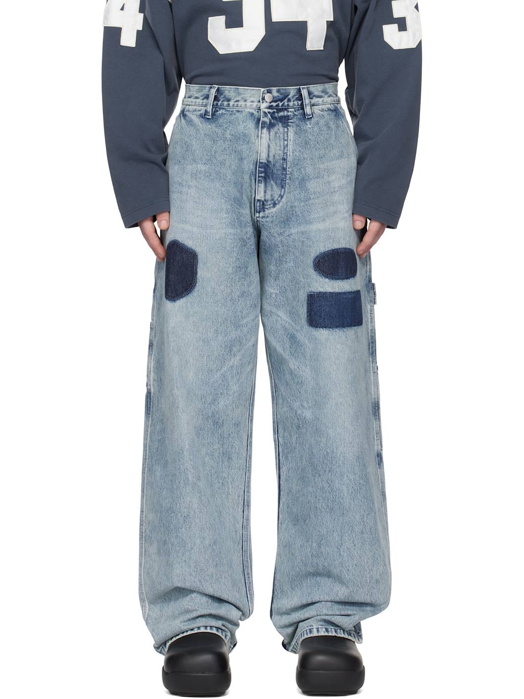 Blue Denim Work Jeans - 1
