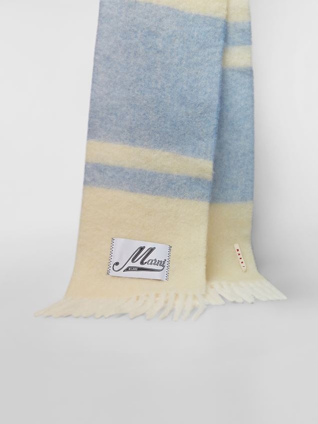 IVORY STRIPED MOHAIR SCARF - 4