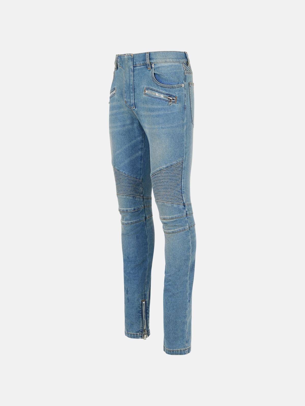 'BIKER' BLUE COTTON JEANS - 2