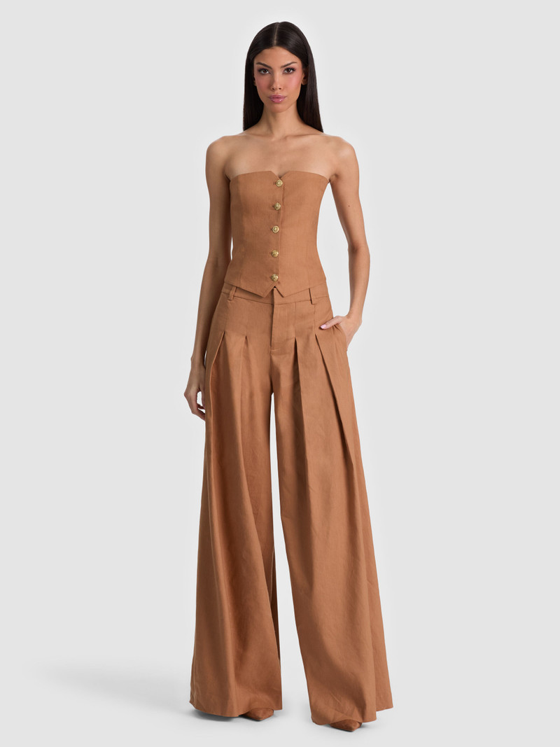 KELCEY STRAPLESS LINEN VEST - TAN 3