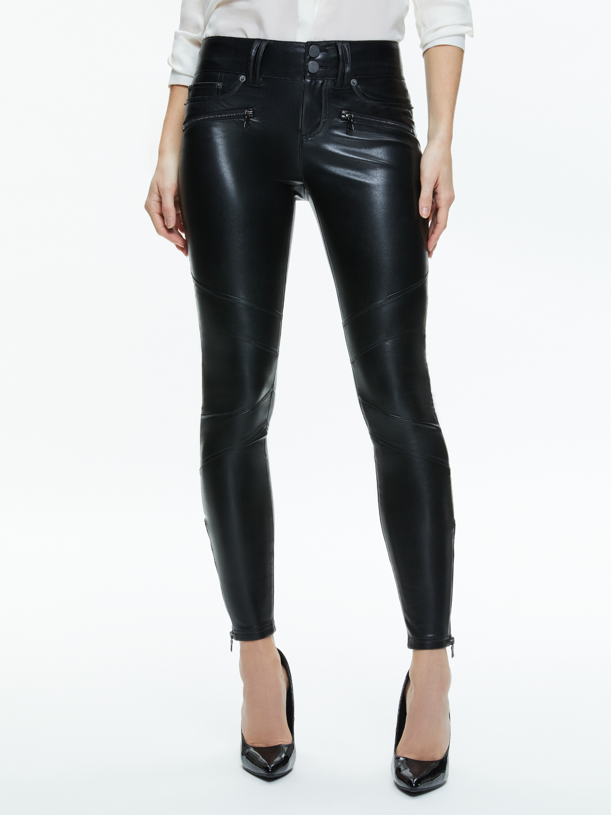 CAMMY VEGAN LEATHER ULTRA LOW RISE MOTO PANT - 2