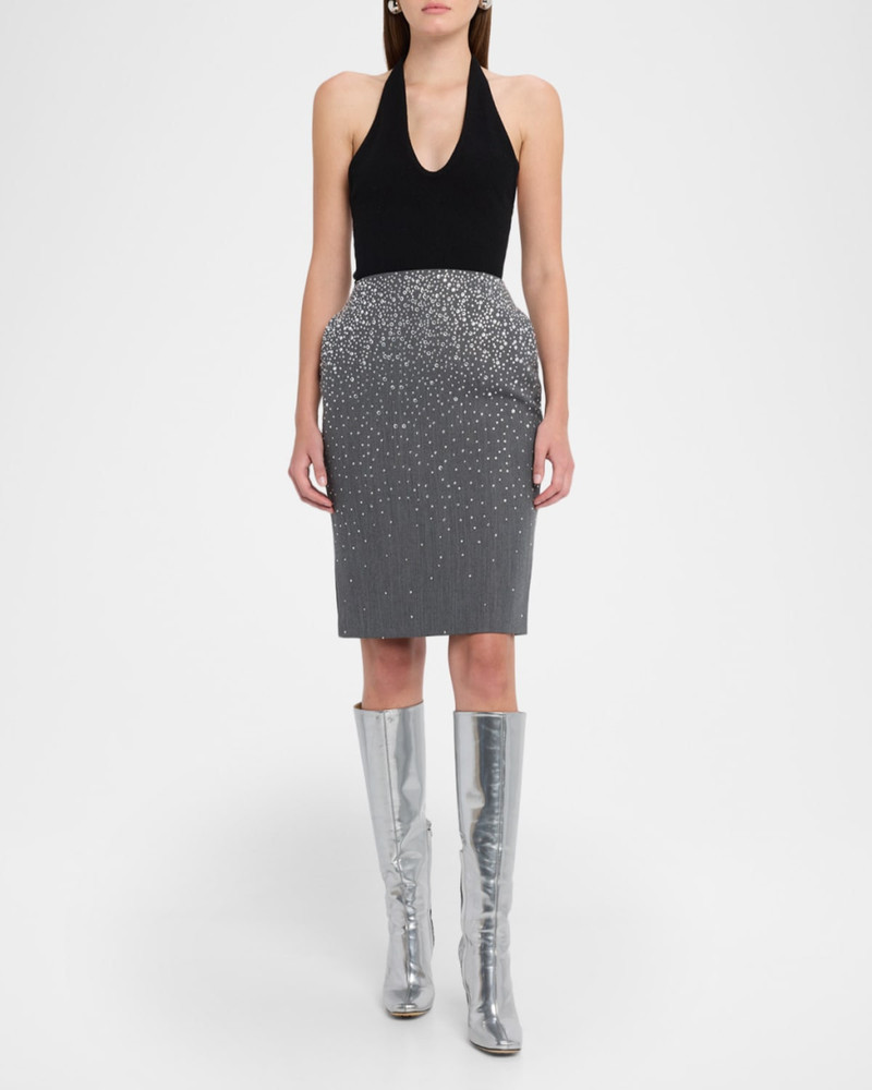 ALEX PERRY Crystal Suiting Pencil Skirt outlook