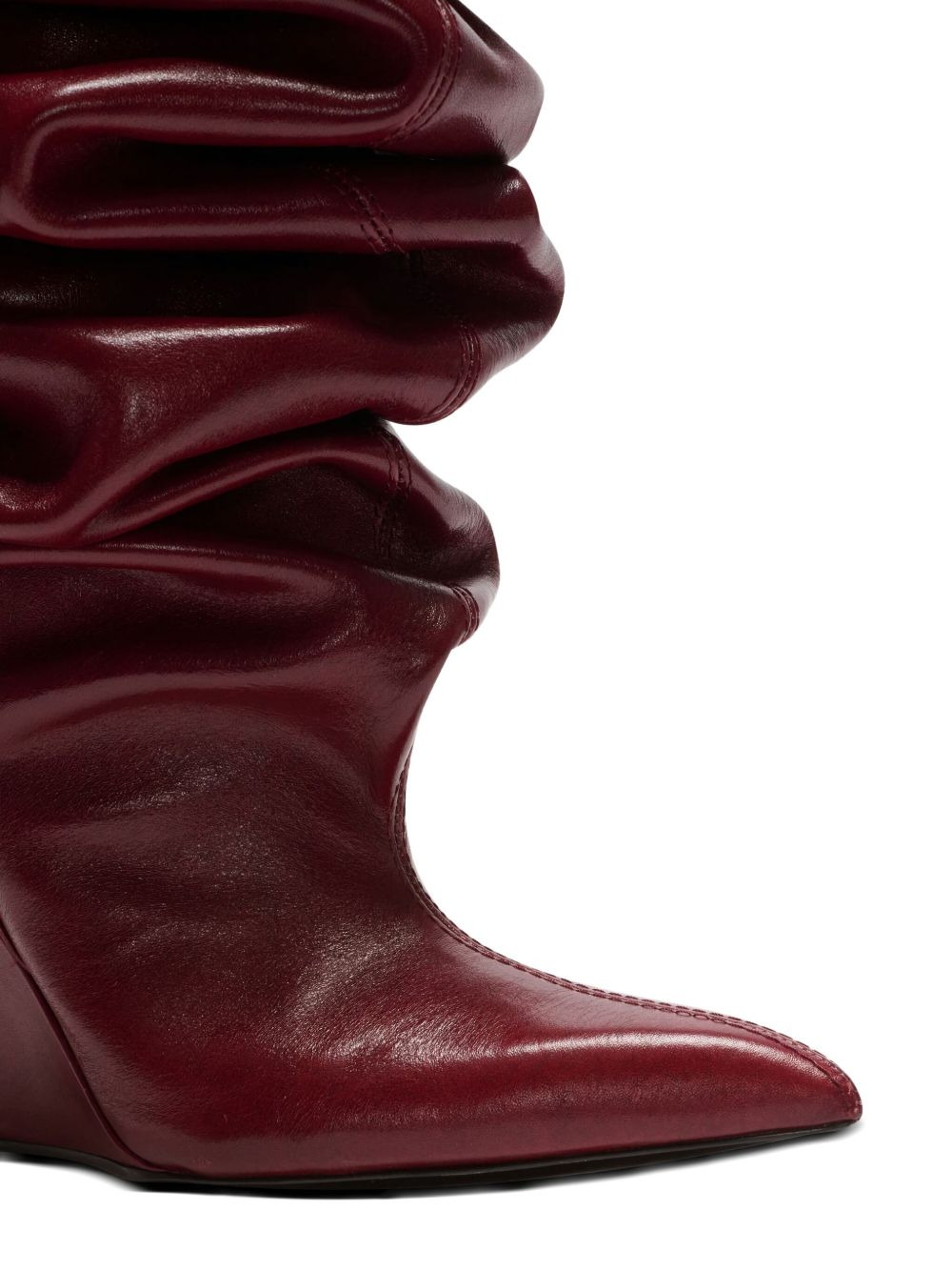 95mm calfskin ruched wedge over-the-knee boots - 4
