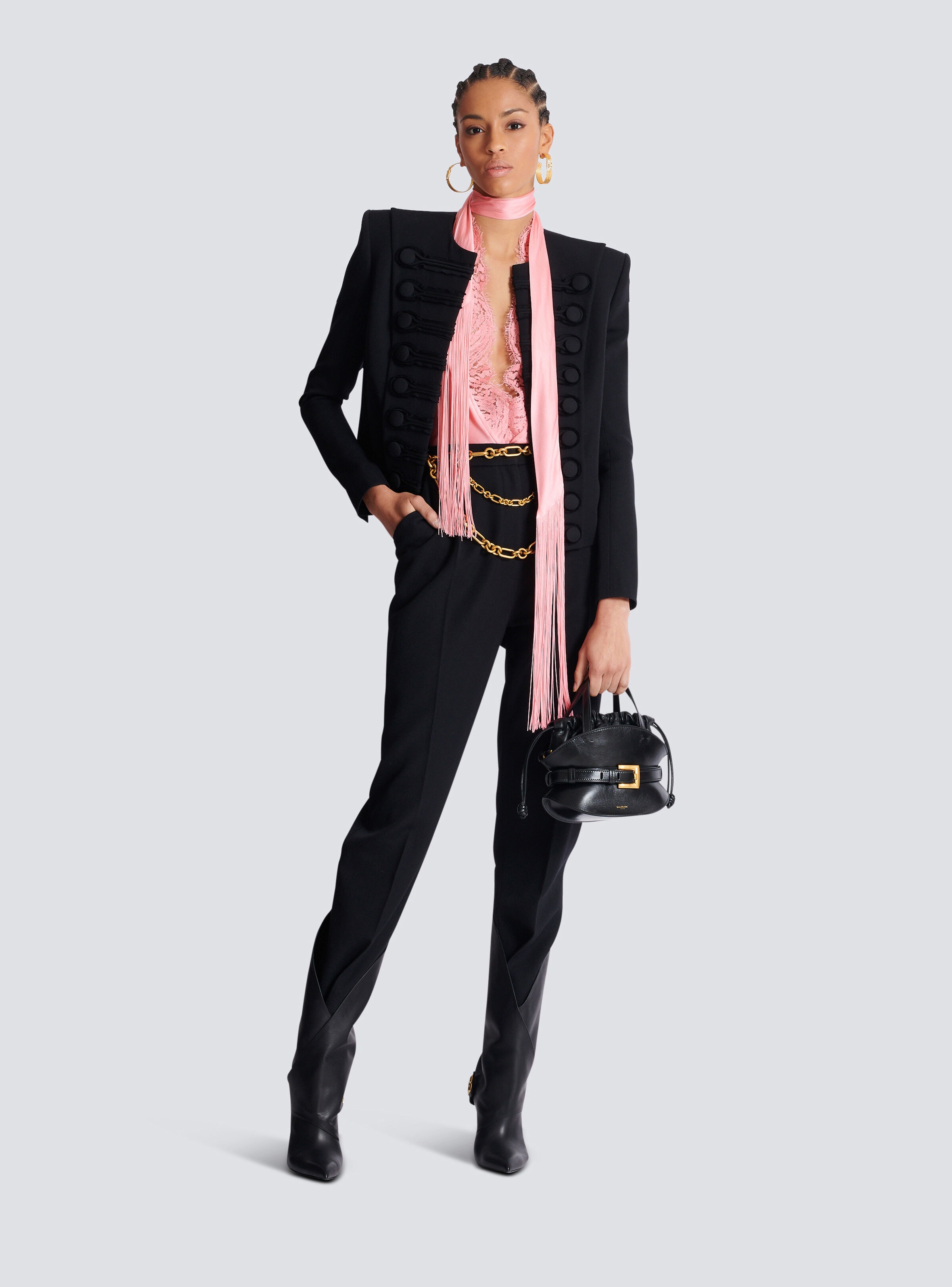 High-waisted grain de poudre trousers - 2