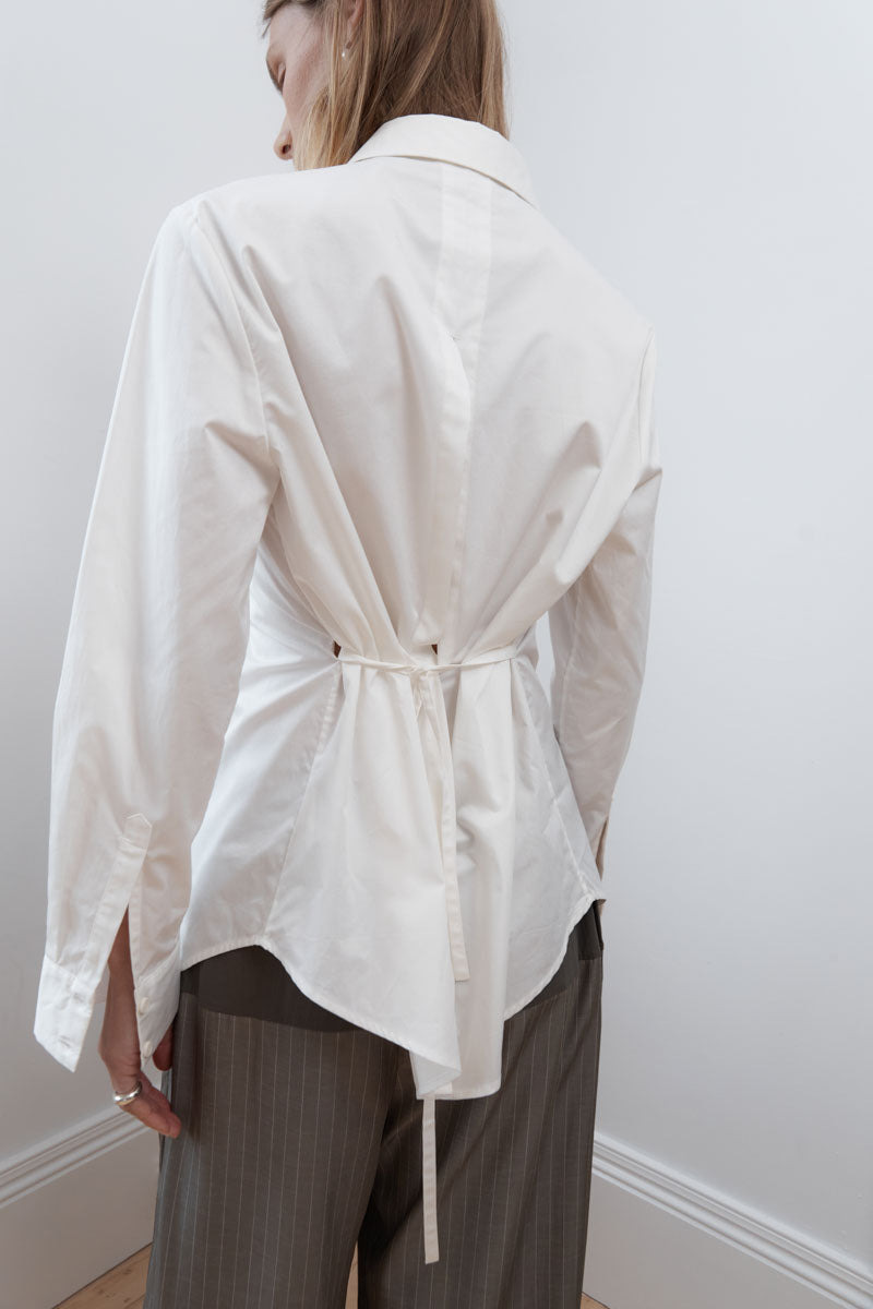 Tie Back Shirt - Off White - 13