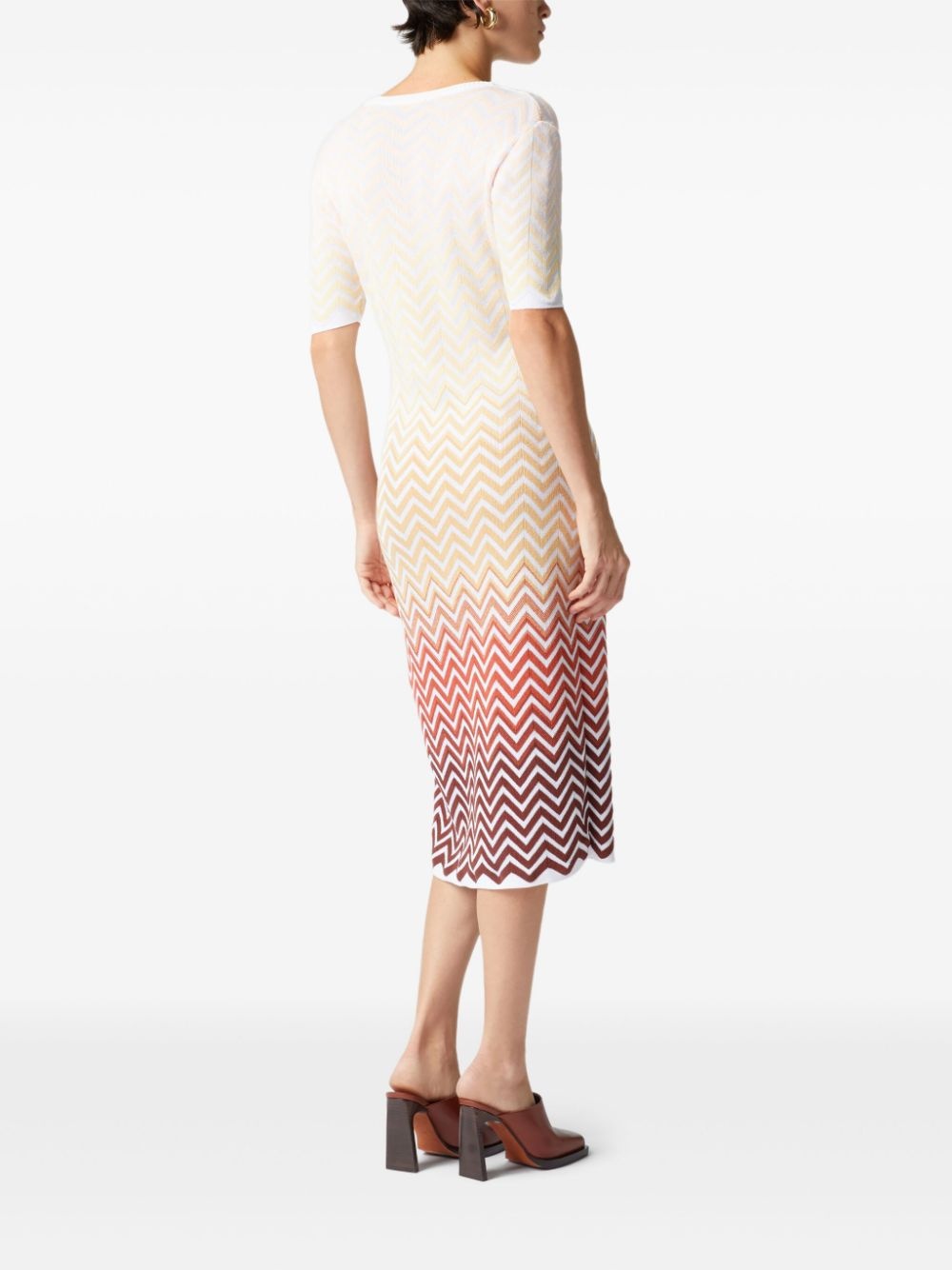 zigzag-woven midi dress - 3