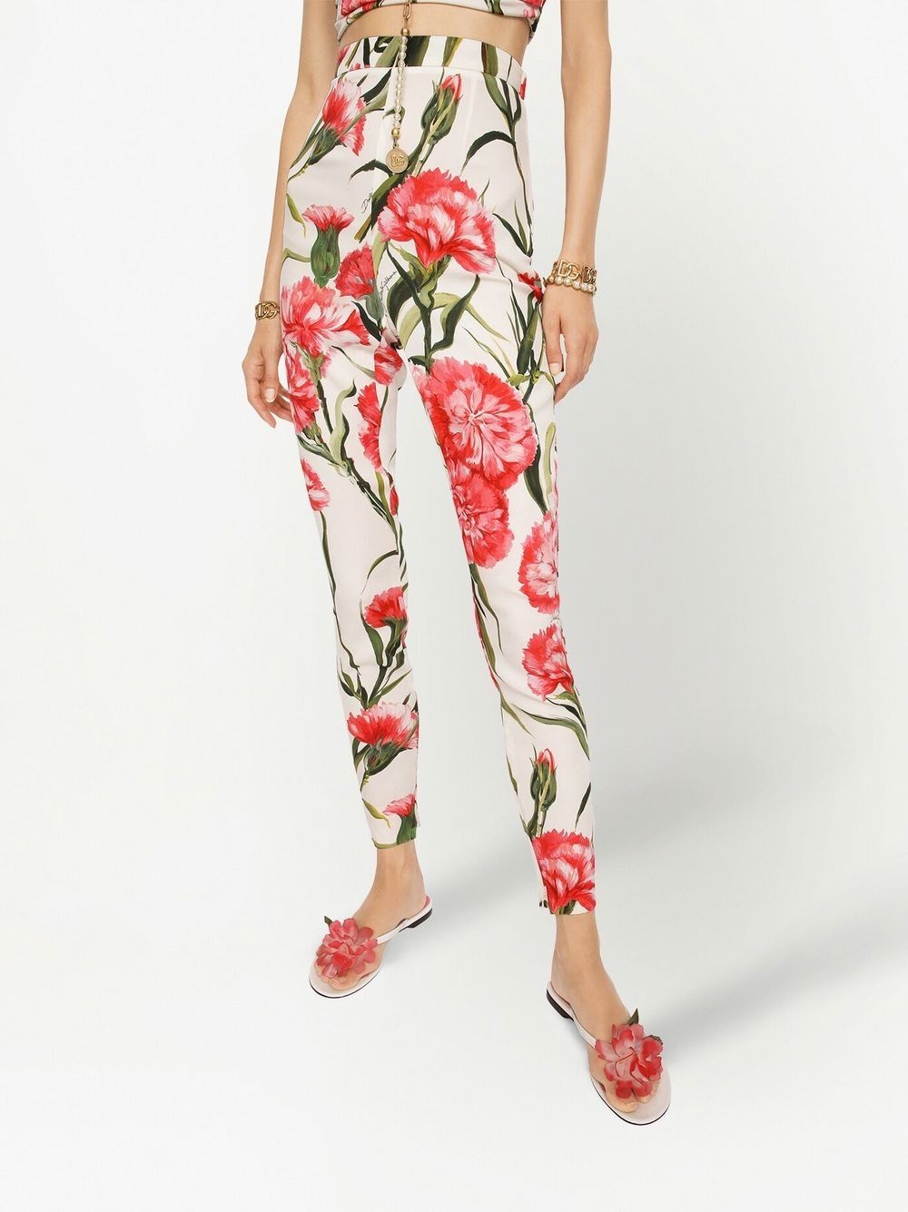floral-print silk leggings - 5