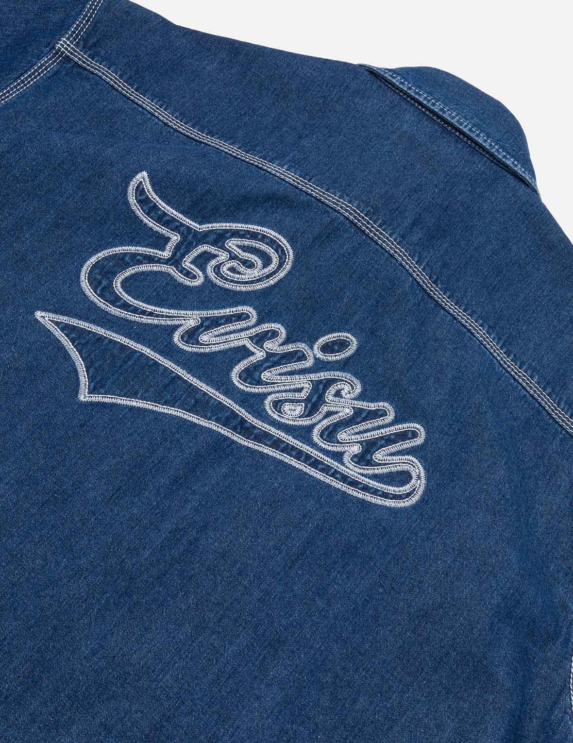 Logo Embroidery Fashion Fit Denim Short-Sleeves Shirt - 5