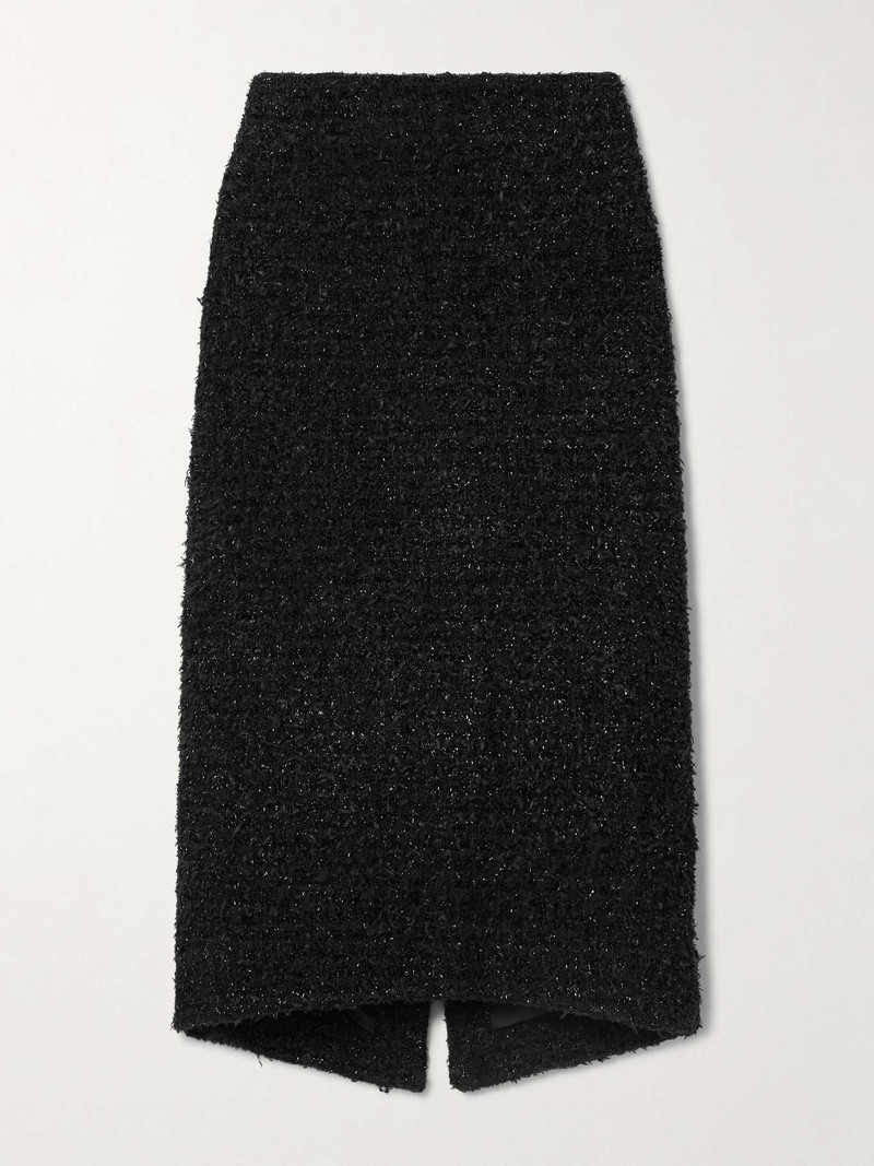Metallic cotton-blend tweed midi skirt - 1