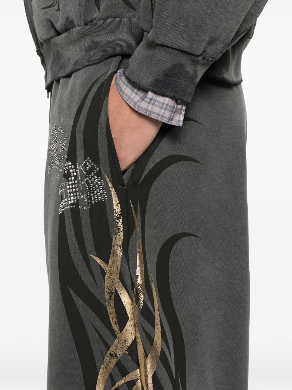 tacky gold-print track pants - 5