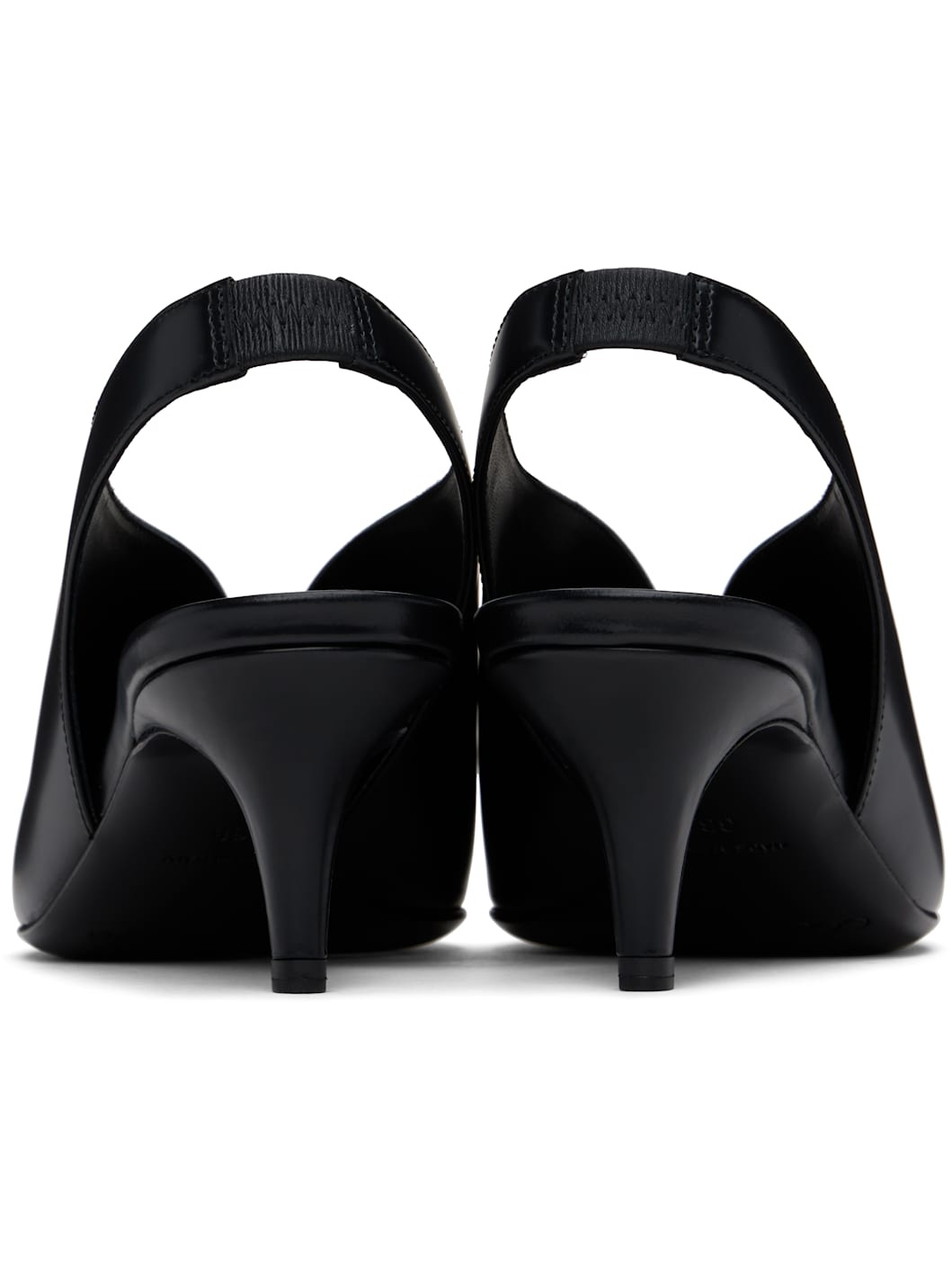 Black Leather Slingback Heels - 2