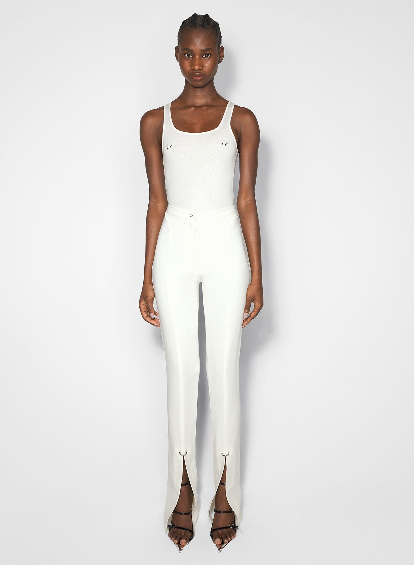 white pierced tank bodysuit - 2
