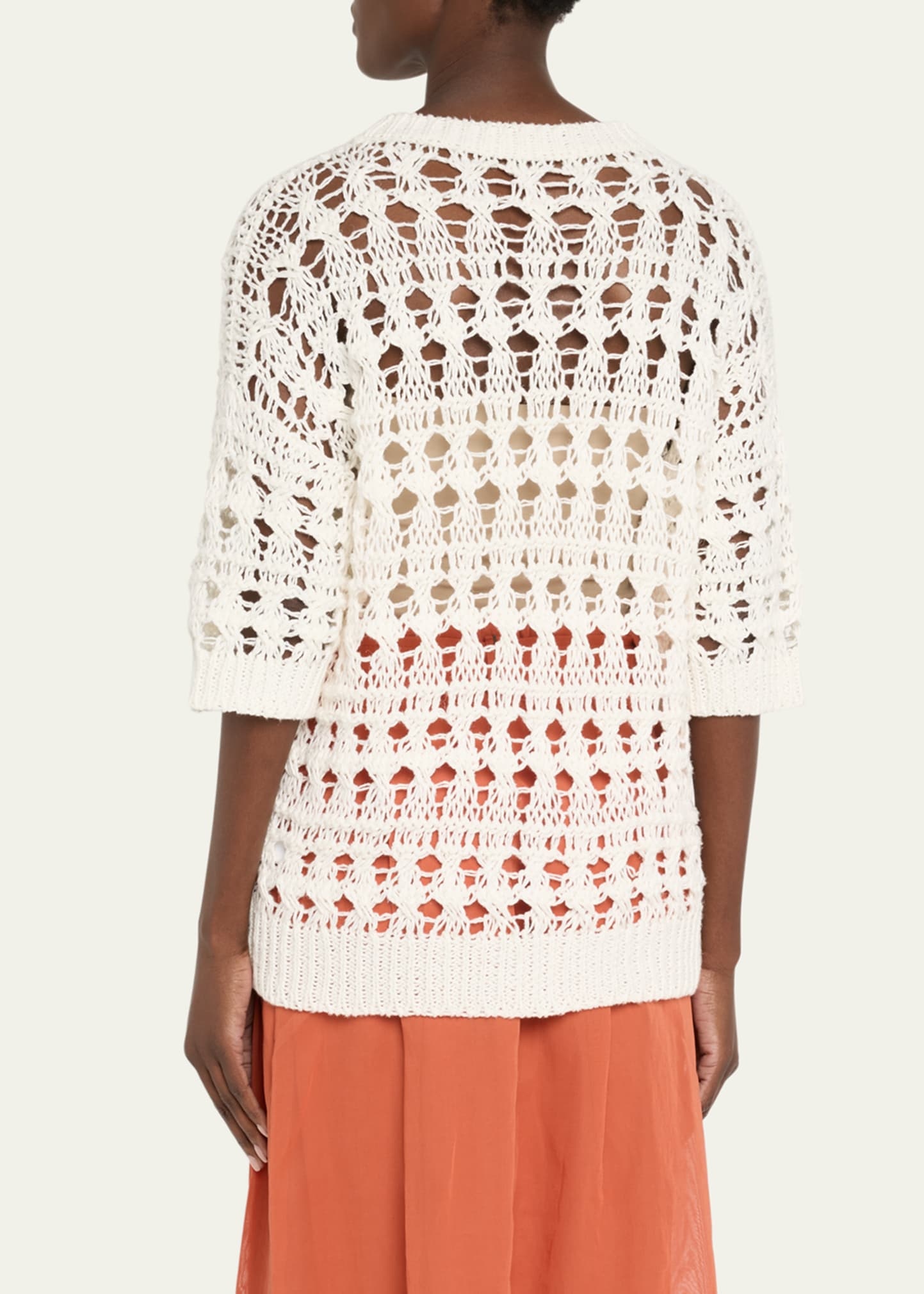 Openwork Knit Cotton Jute Top - 3