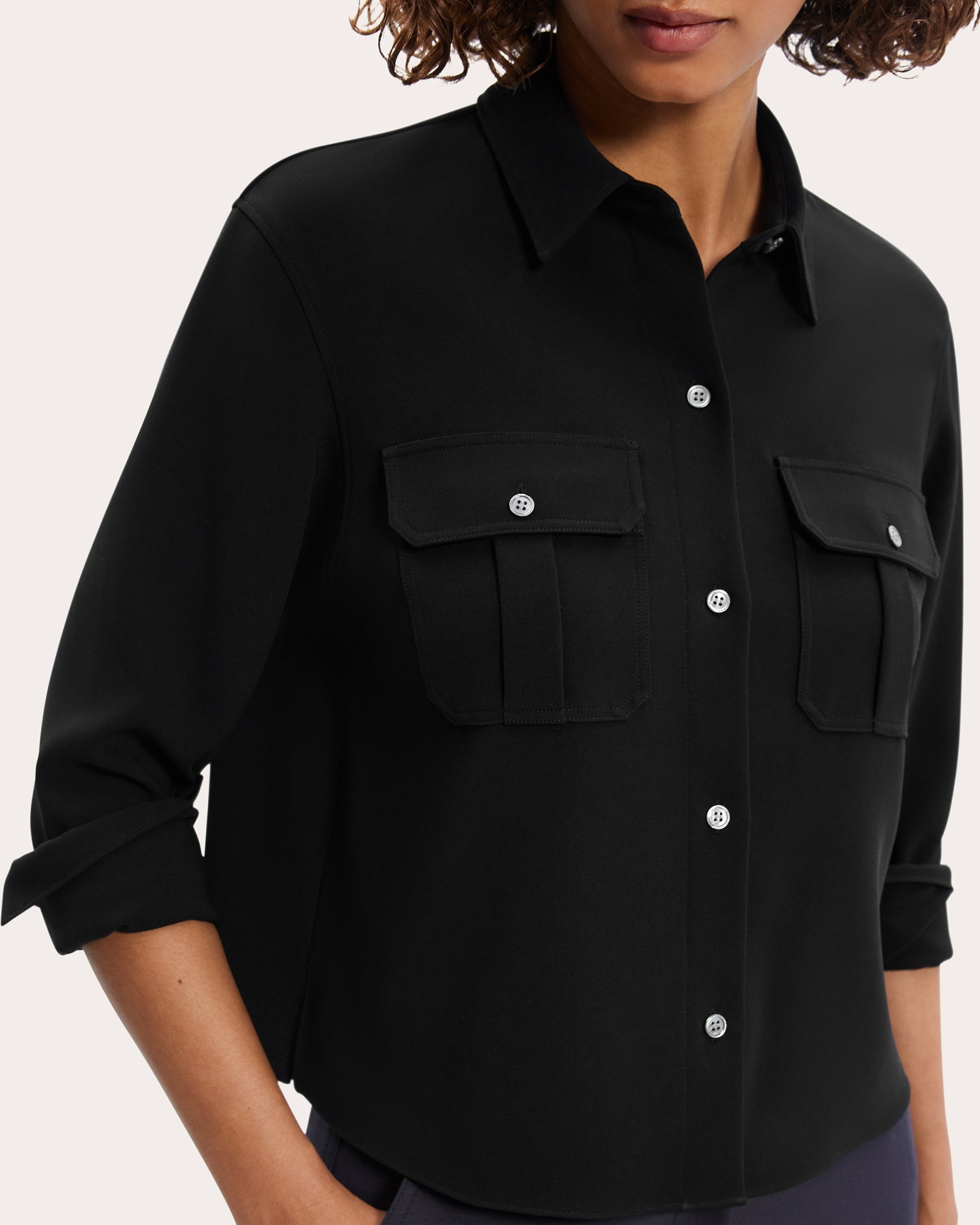 Cape-Effect Crepe Blouse - 4