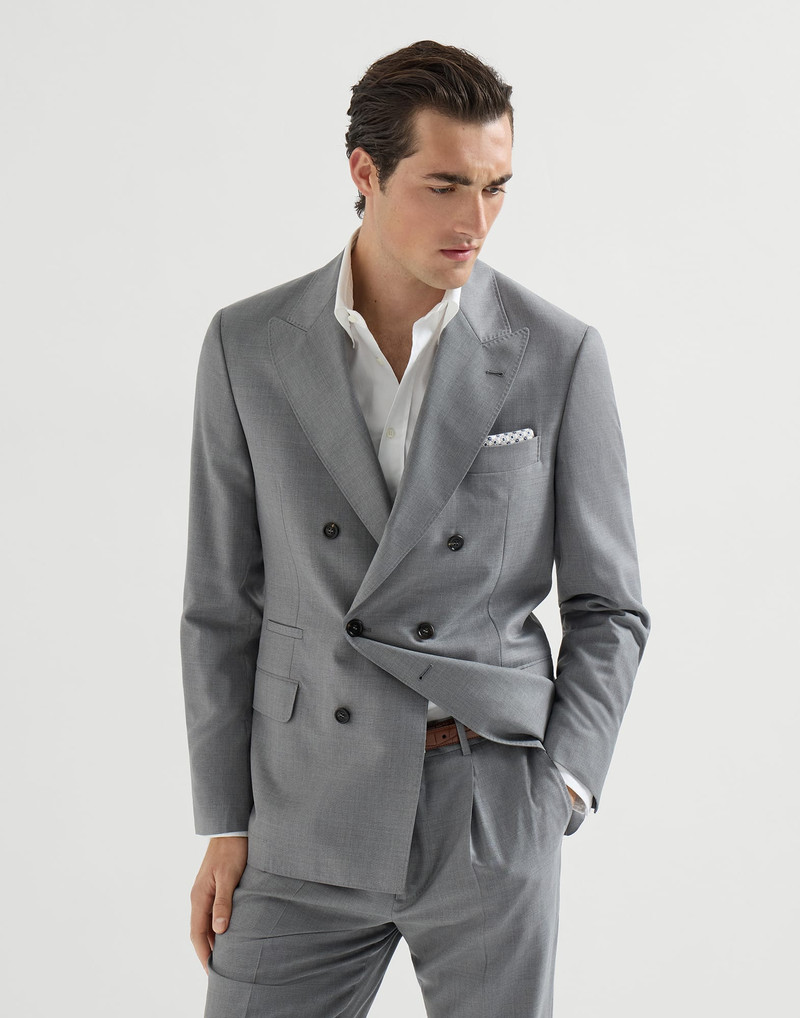 Virgin wool and silk lightweight hopsack one-and-a-half breasted blazer 2