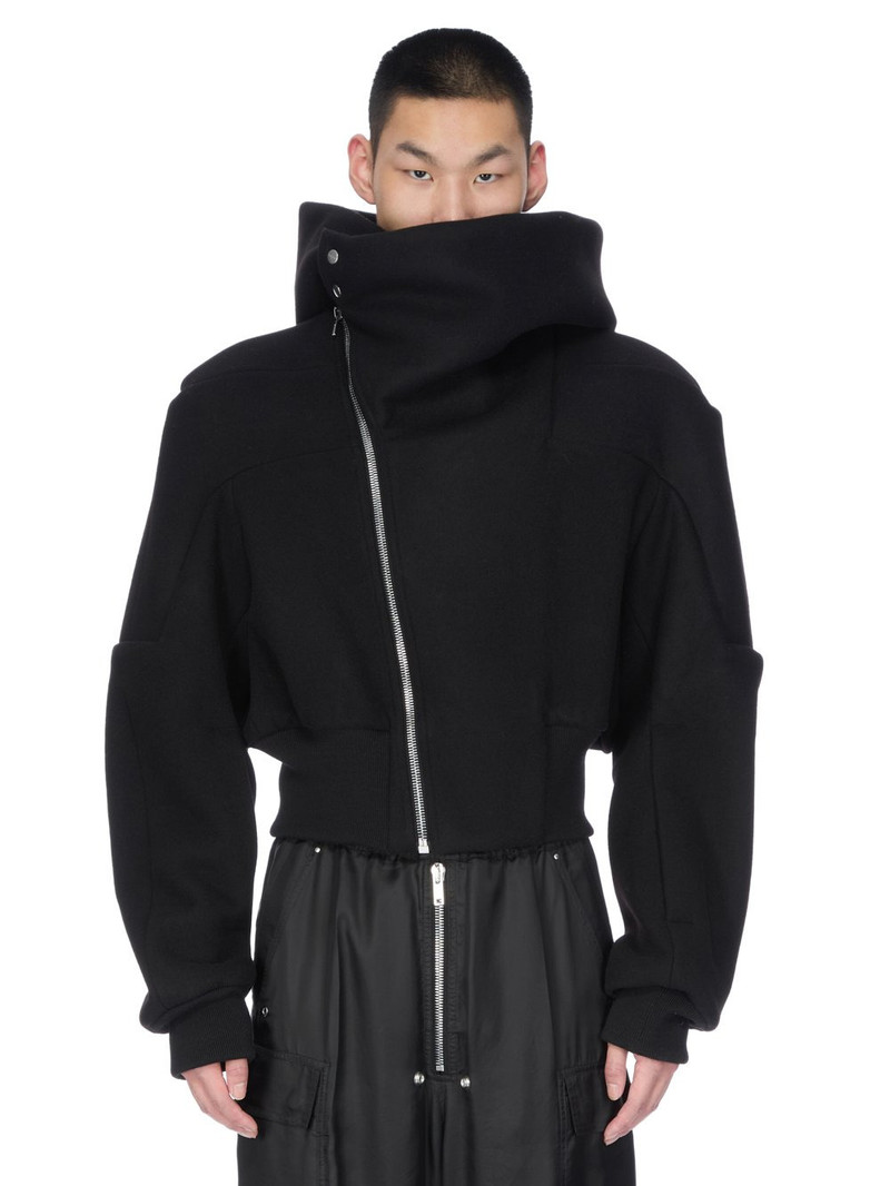 Black Concordians Cropped Hooded Flight Bomber Jacket 1