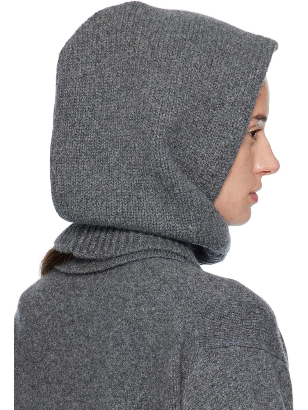 Gray Hand-Knit Hood - 3
