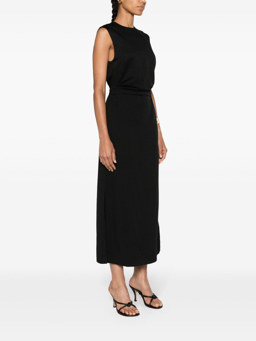 tie-waist sleeveless midi dress - 3