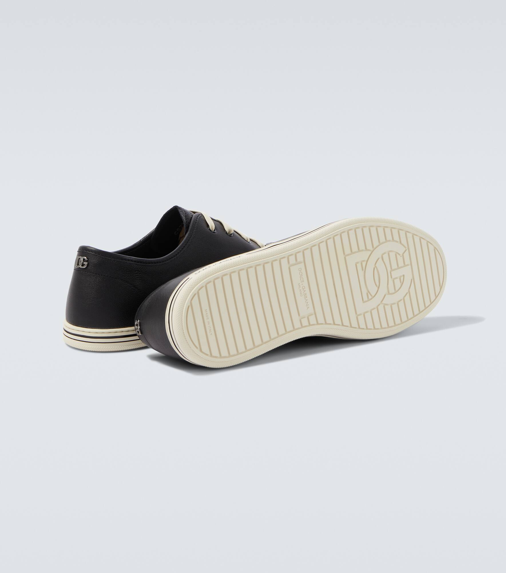 Suede-trimmed leather sneakers - 7