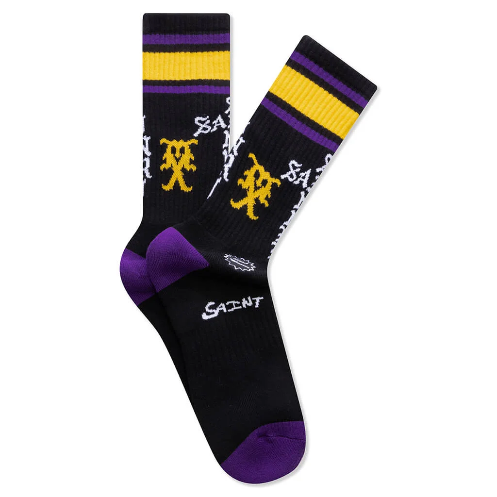 SAINT SINNER SOCKS - BLACK/PURPLE - 1
