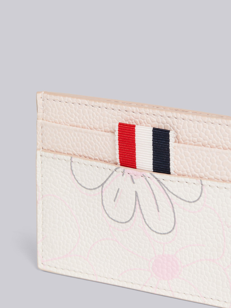 Thom Browne Light Pink 3d Floral Print Pebble Grain Leather Single Card Holder outlook
