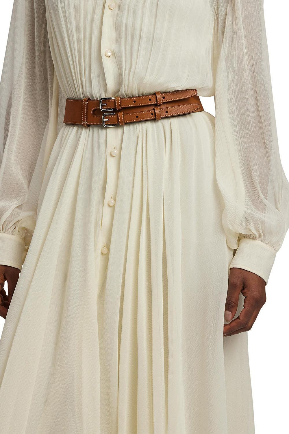 Double-Buckle Skinny Waist Belt - 2