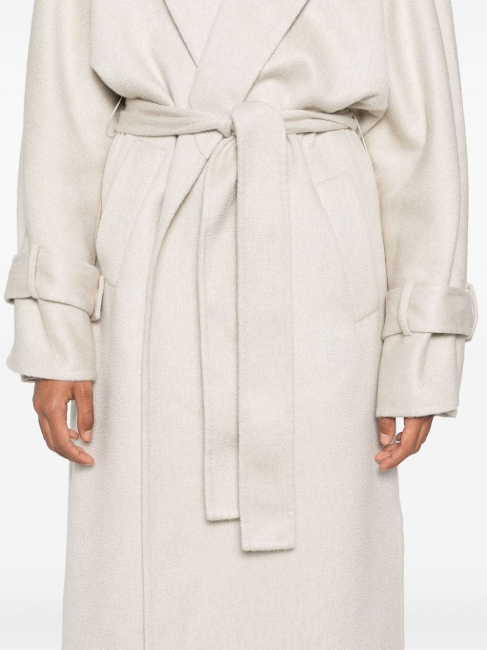 cashmere belted midi coat - 5