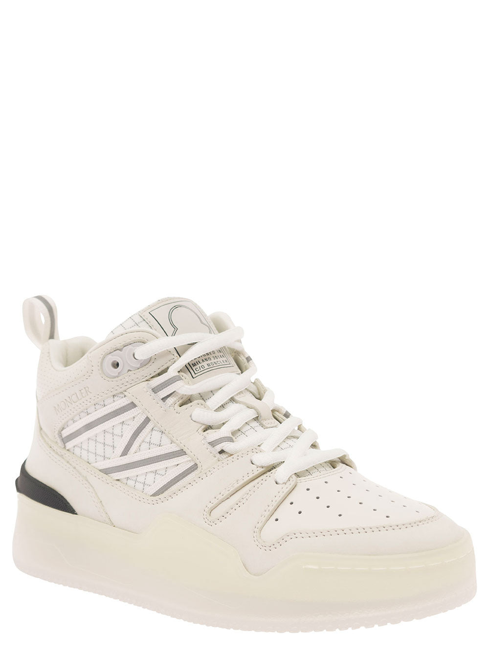 Moncler Women 'Pivot' White High-Top Sneakers With Reflective Straps In Leather Woman - 2