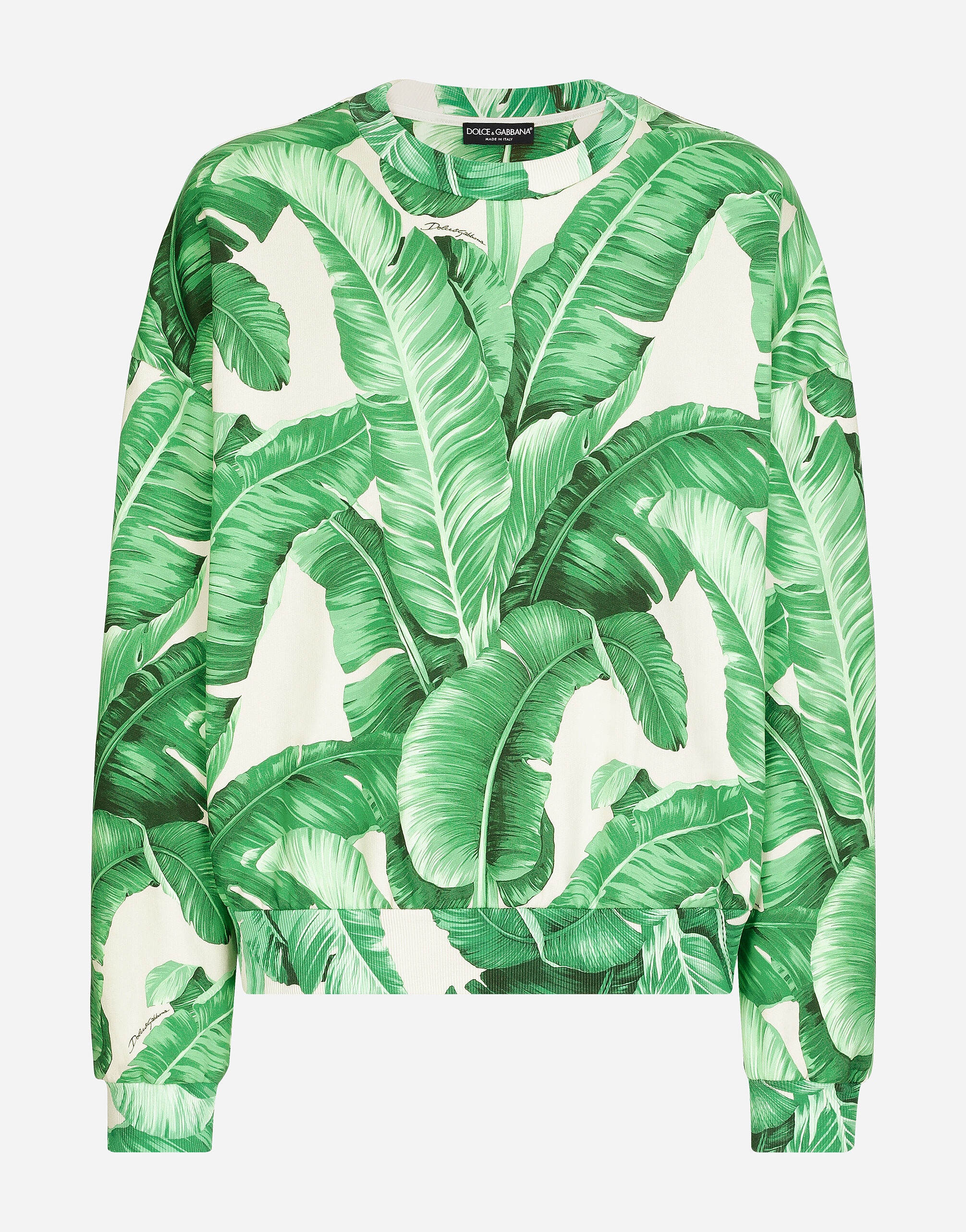 Round-neck sweatshirt with banana tree print - 1