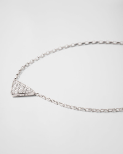 Prada Eternal Gold micro triangle pendant necklace in white gold and diamonds outlook