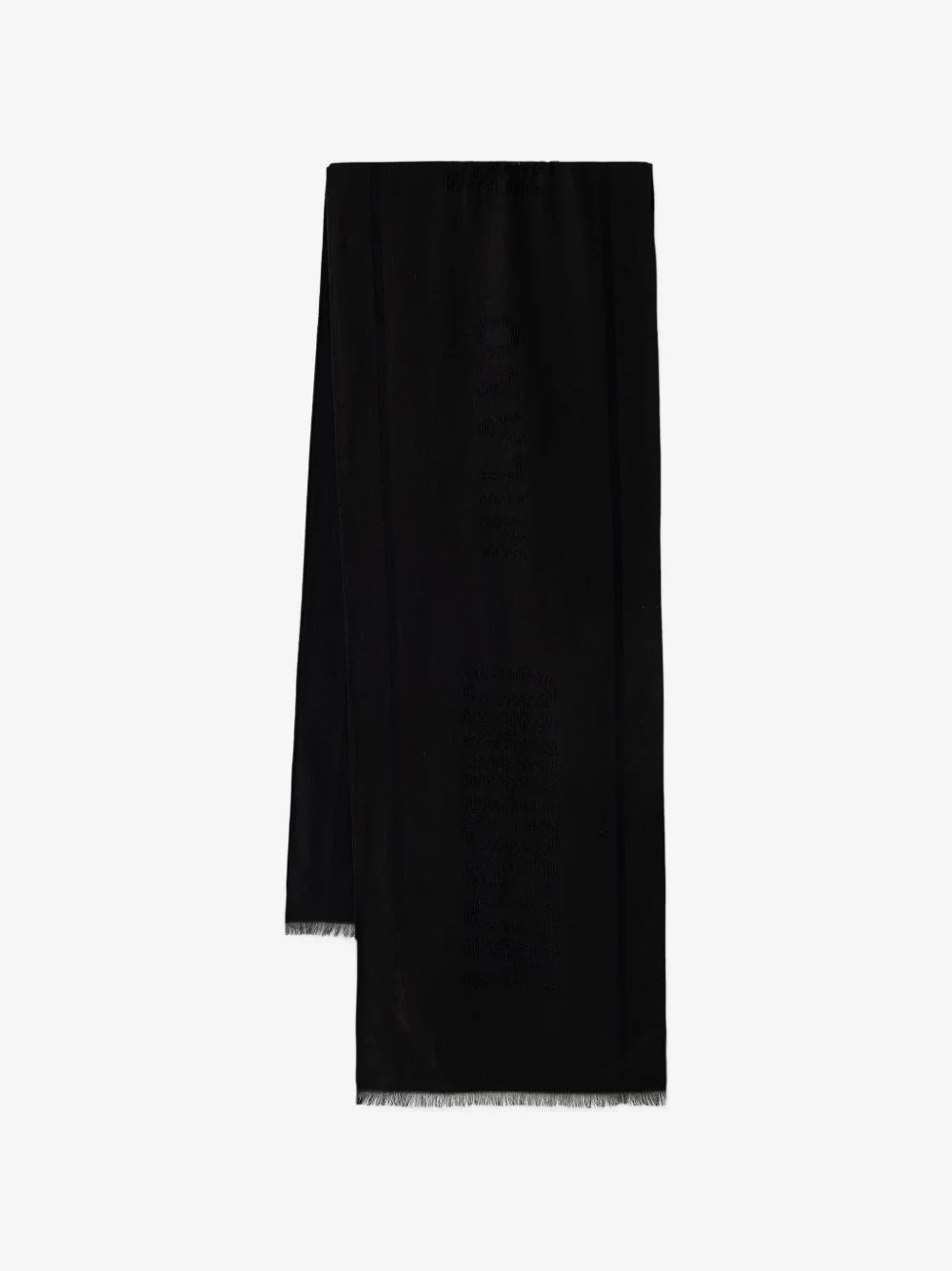 logo-jacquard fringed wool scarf - 1