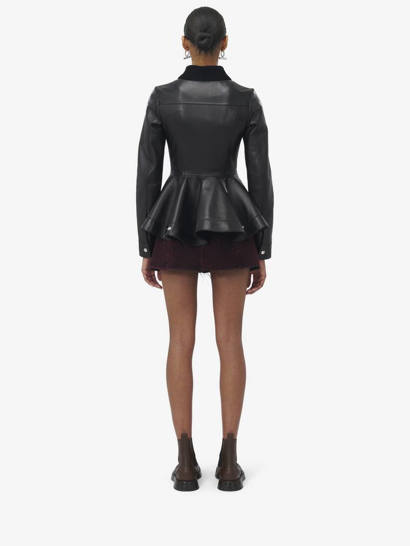 Peplum Leather Jacket - 11