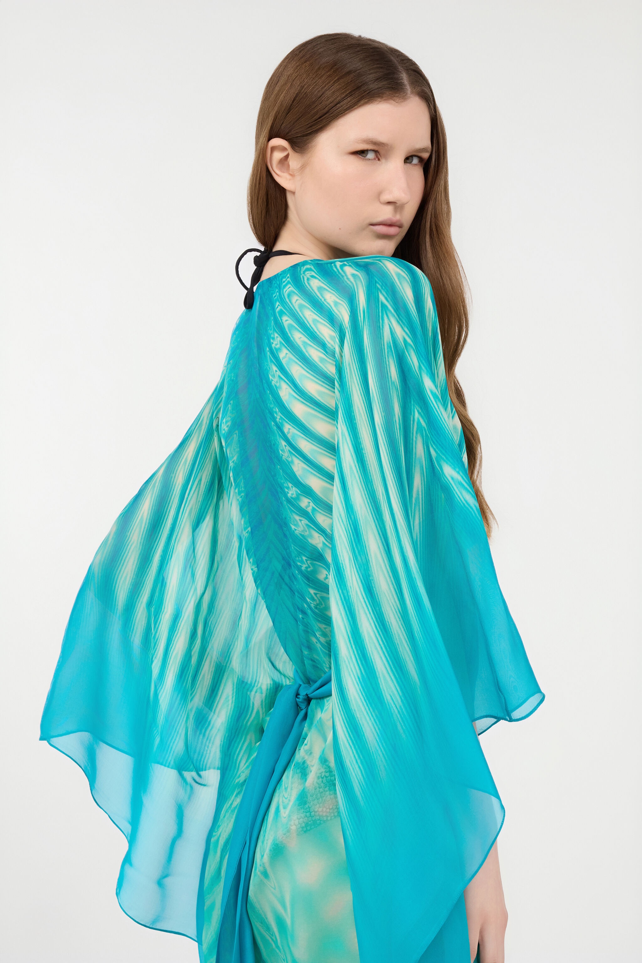 Long Caftan With Optical Glass Print - 7