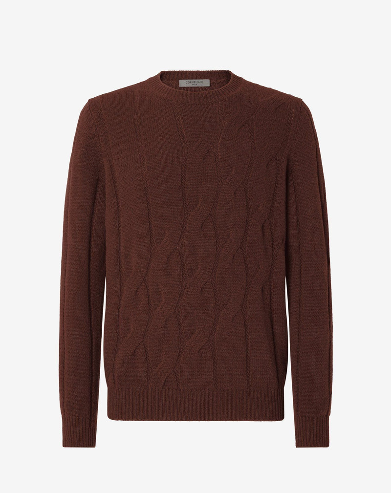 Burnt brown crew neck eco-cashmere jumper 1