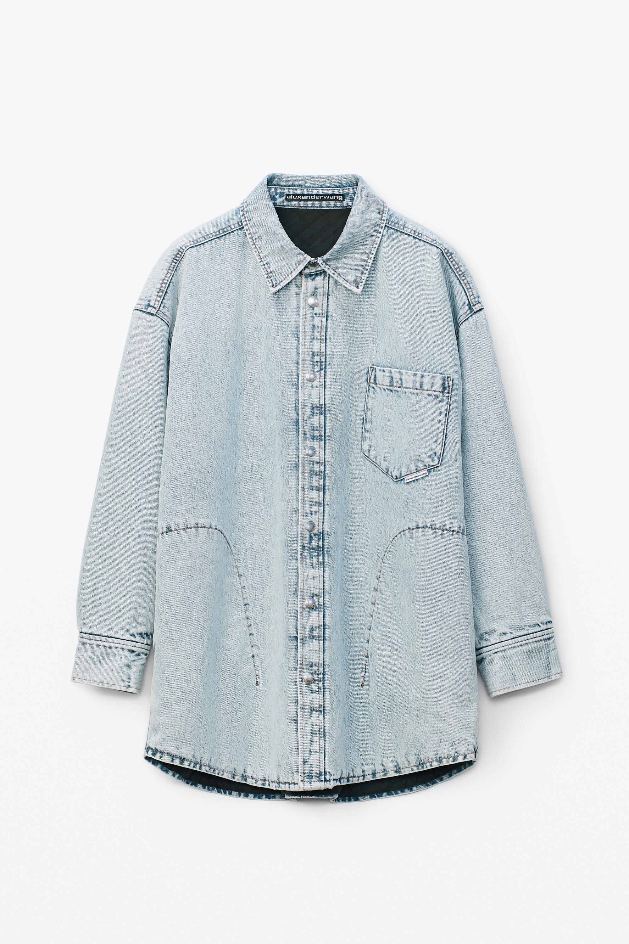 QUILTED SHIRT COAT IN DENIM - 1