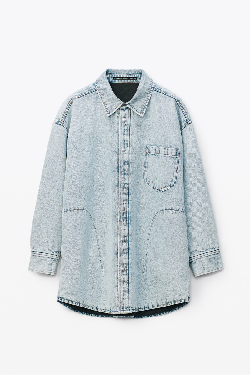 QUILTED SHIRT COAT IN DENIM 1