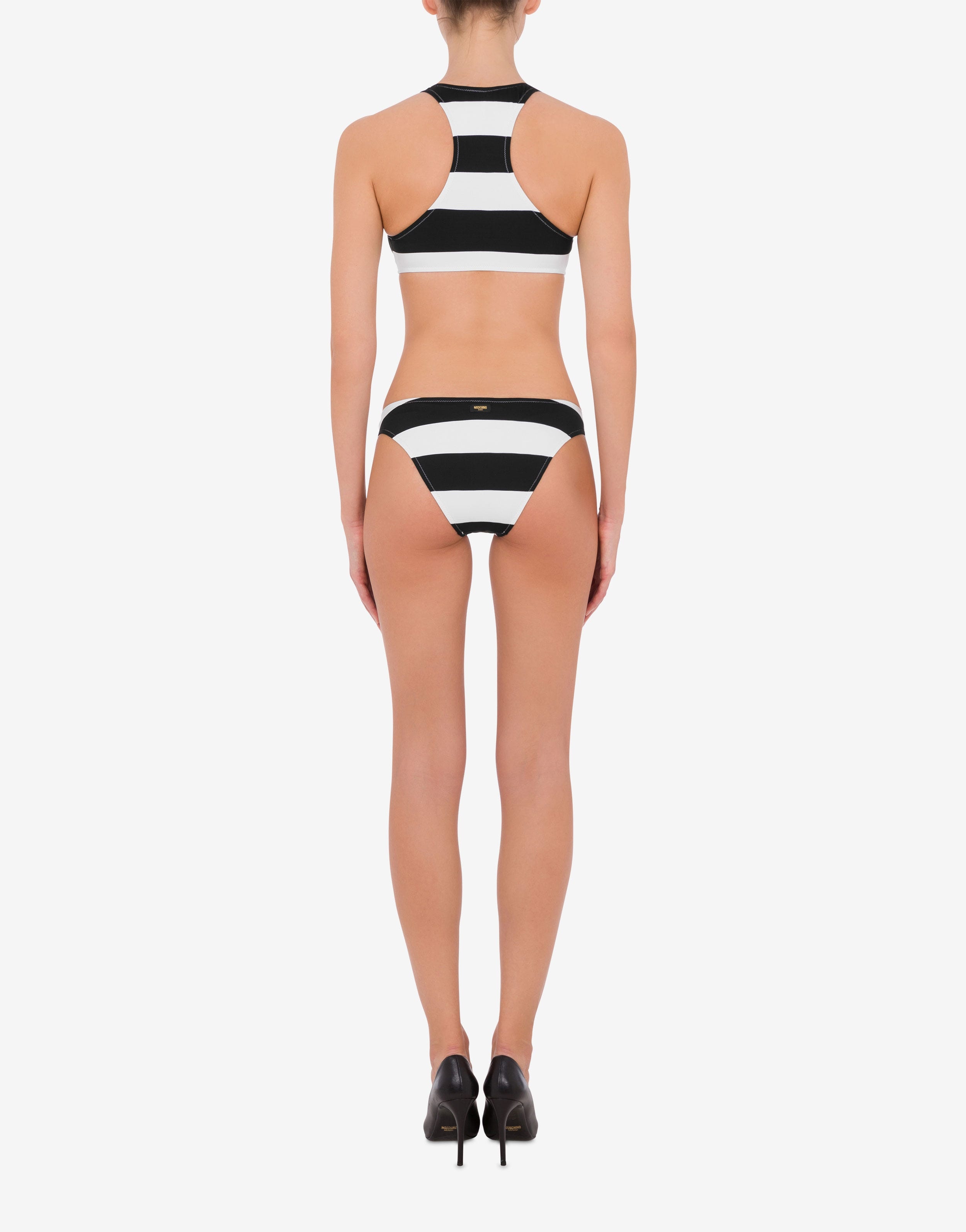 DOUBLE QUESTION MARK STRIPED BIKINI TOP - 3