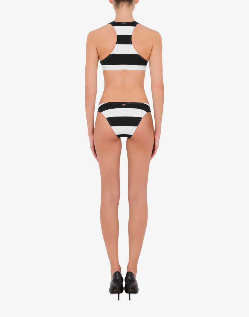 DOUBLE QUESTION MARK STRIPED BIKINI TOP 3
