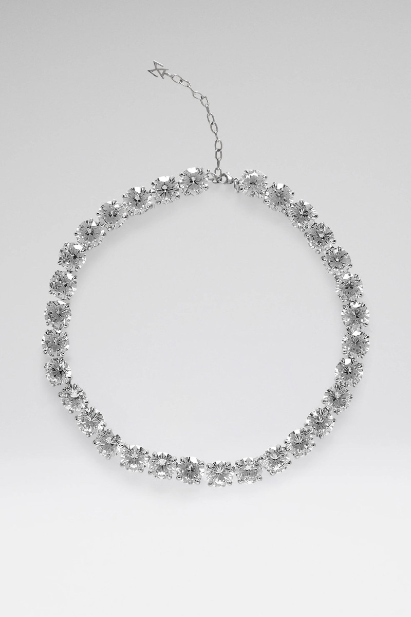GIGI CHOKER SILVER BASE AND WHITE CRYSTALS 1