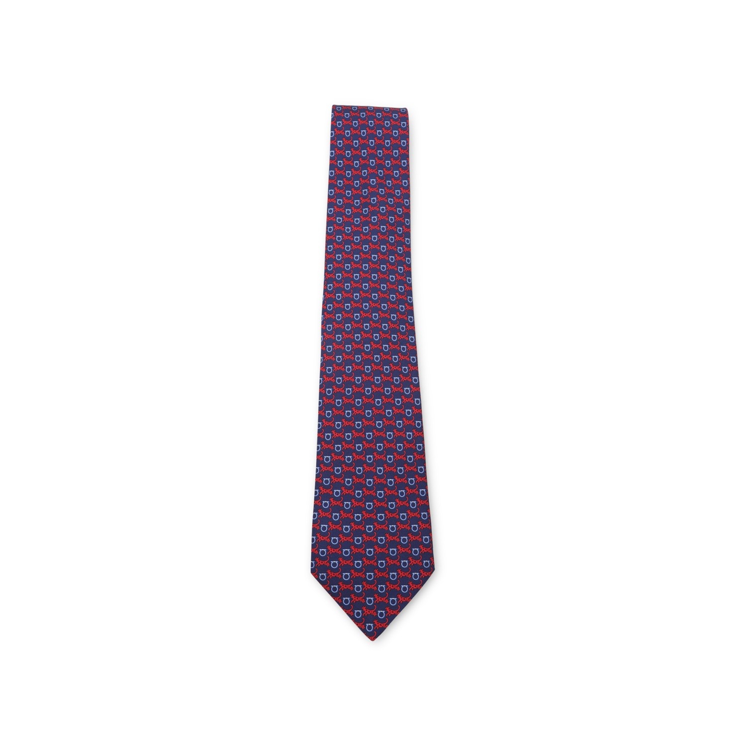 NAVY AND RED SILK TIE - 1