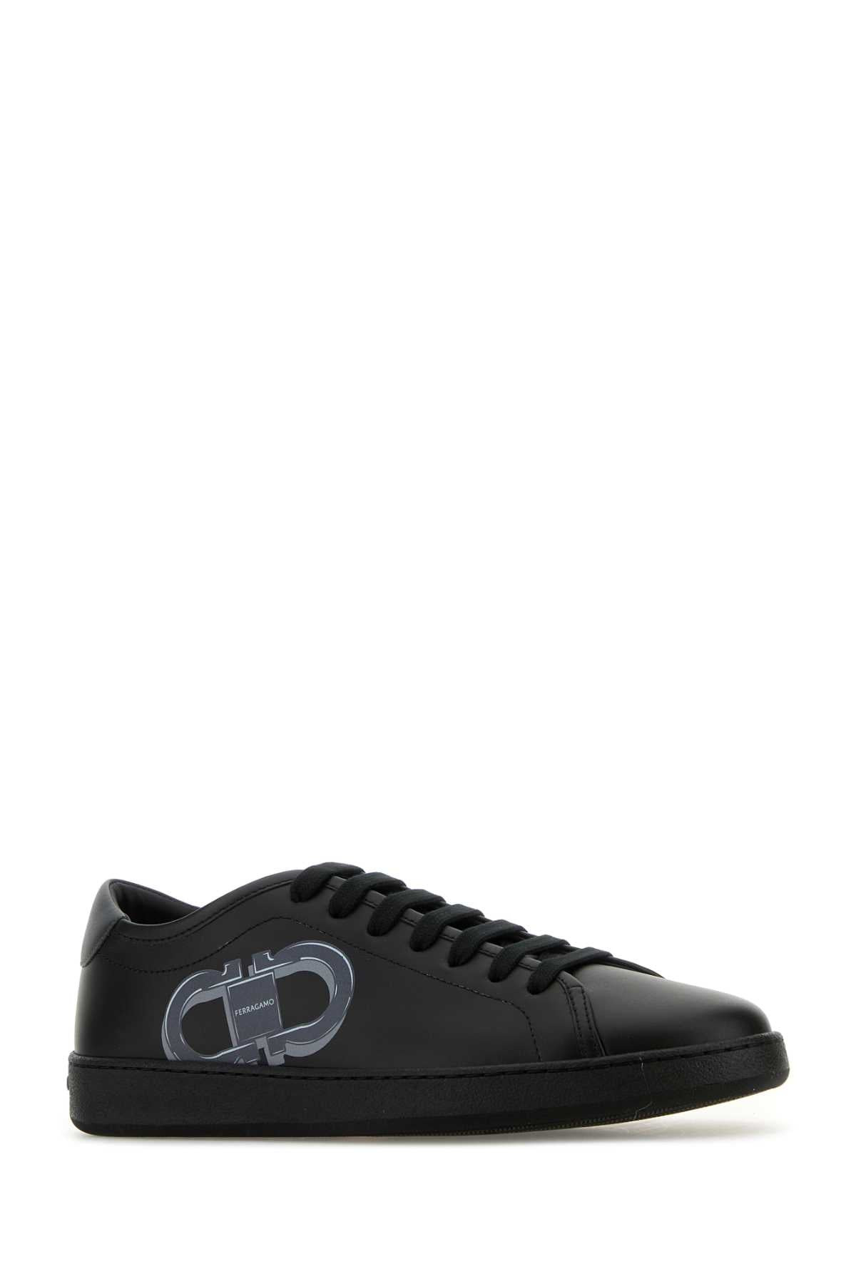 Salvatore Ferragamo Men Black Leather Brandy 1 Sneakers - 2