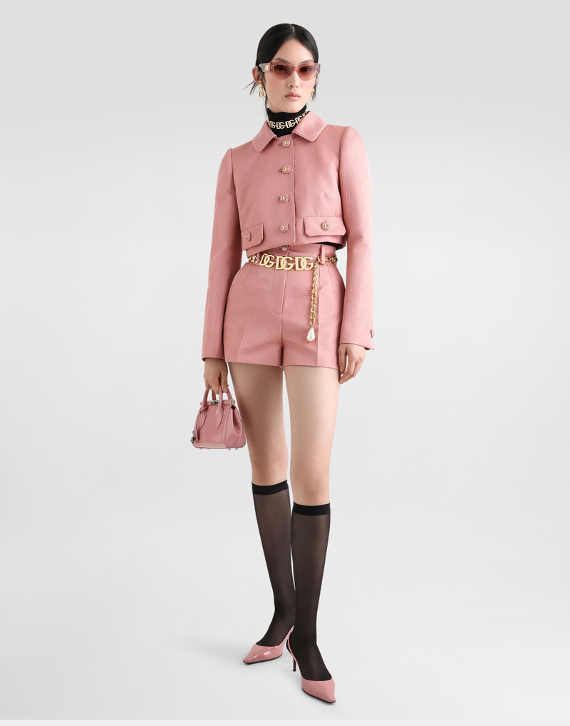 Dolce & Gabbana Short quilted jacquard jacket with all-over DG logo outlook