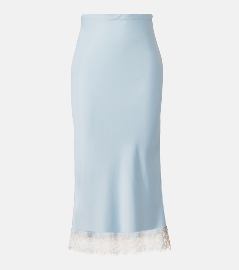 Cydney lace-trimmed satin midi skirt 1