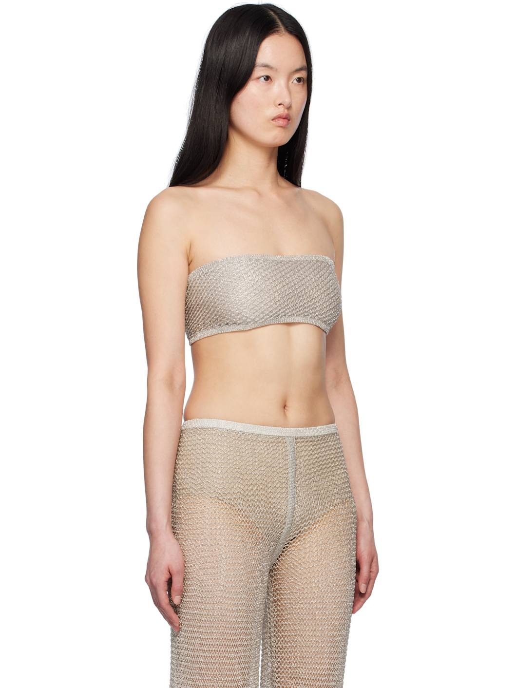 Silver Mesh Knit Bra Top - 2